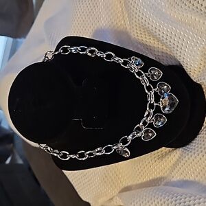 Paparazzi heart charm necklace grey stones